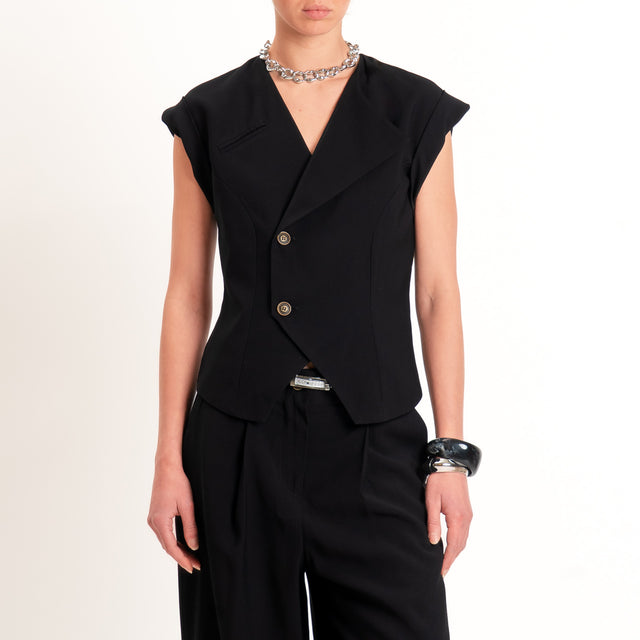 Tensione in-Gilet due bottoni - nero