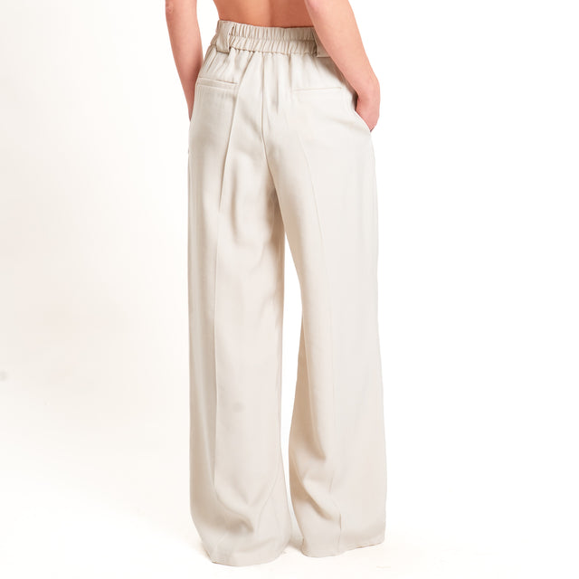 Tensione in-Pantalone wide leg elastico dietro - avorio