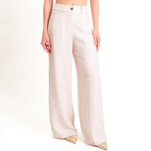 Tensione in-Pantalone wide leg elastico dietro - nude
