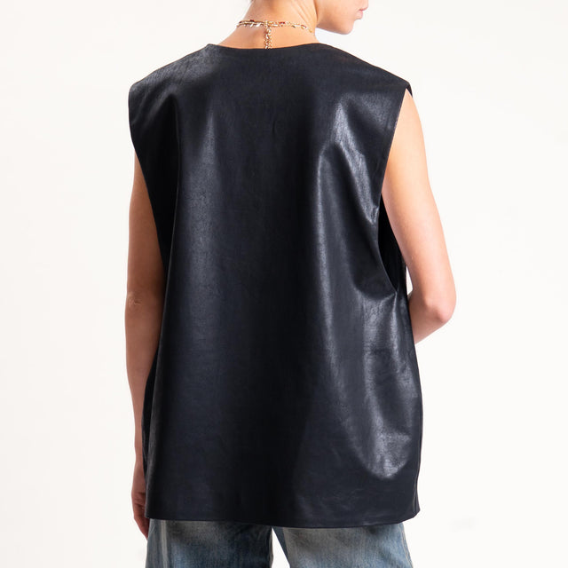 Tensione in- Gilet over similpelle invecchiata - nero