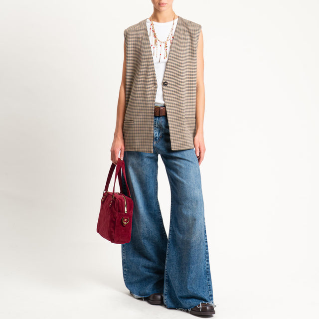 Tensione in-Gilet check un bottone - beige/moro/nero