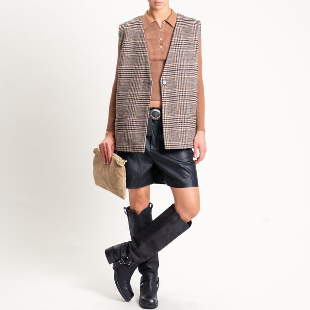 Tensione in- Gilet over principe di galles - sand/nero/moro