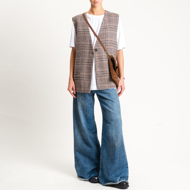 Tensione in- Gilet over principe di galles - sand/nero/moro