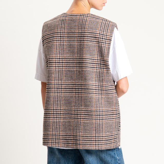 Tensione in- Gilet over principe di galles - sand/nero/moro