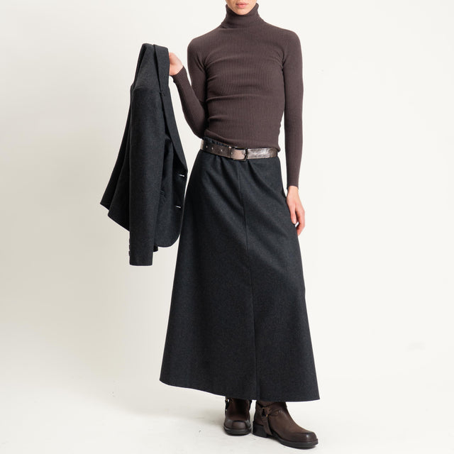 Tensione in- Gonna ad A in flanella - antracite