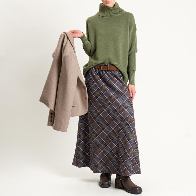 Tensione in-Gonna check flanella - viola/moro/militare