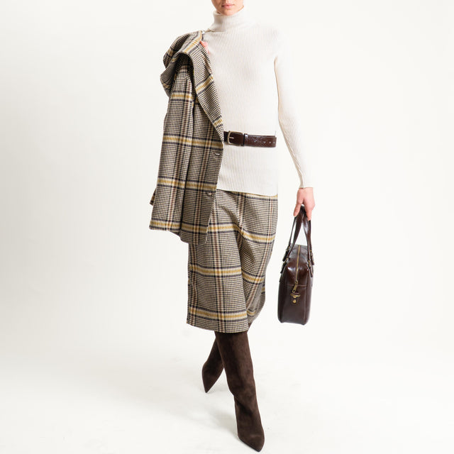 Tensione in-Gonna principe di galles misto lana - giallo/sand/moro