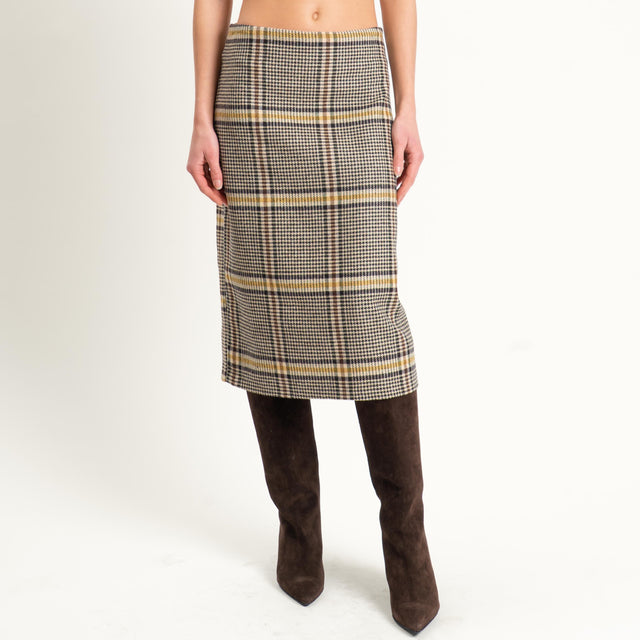 Tensione in-Gonna principe di galles misto lana - giallo/sand/moro