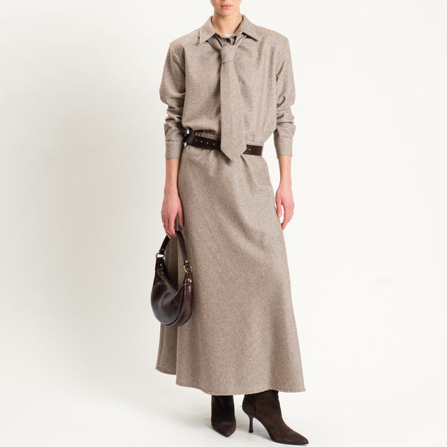 Tensione in-Gonna misto lana melange elastico in vita - beige