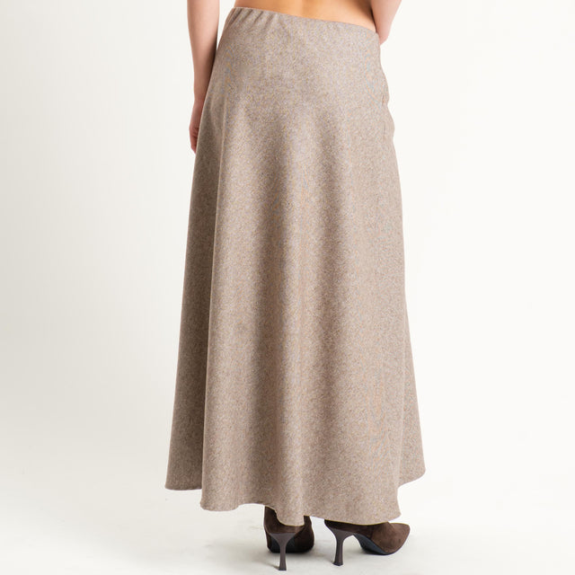 Tensione in-Gonna misto lana melange elastico in vita - beige