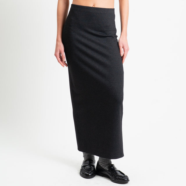 Tensione in-Gonna gessato punto milano elastico in vita - antracite/grigio