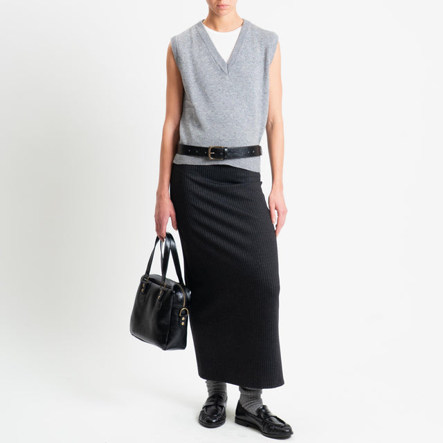 Tensione in-Gonna gessato punto milano elastico in vita - antracite/grigio