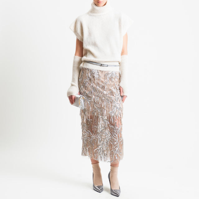 Tensione in-Gonna in tulle con paillettes - beige/argento