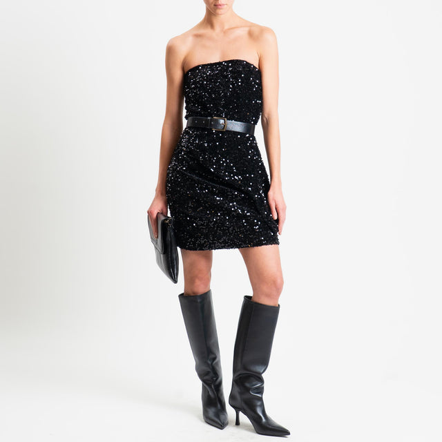 Tensione in-Minigonna paillettes elastico in vita - nero