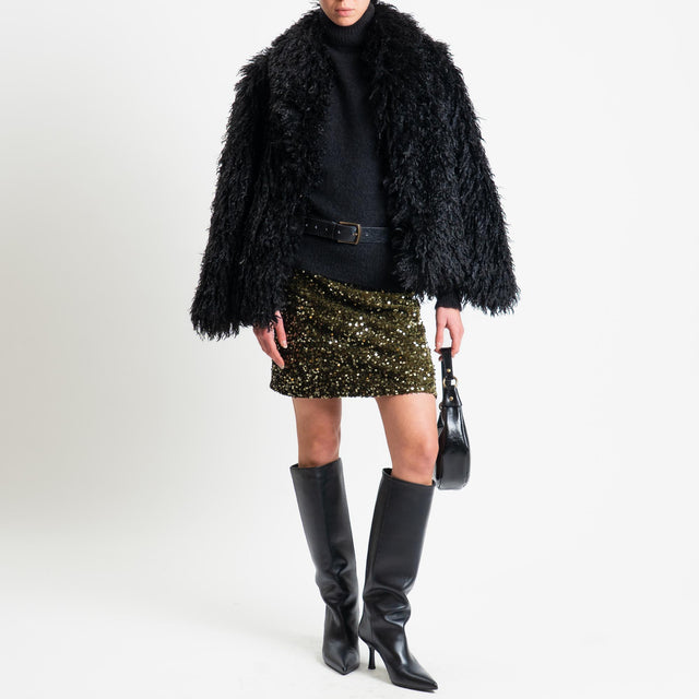 Tensione in-Minigonna paillettes elastico in vita - militare