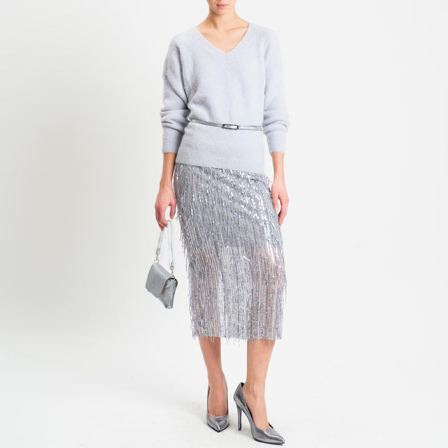 Tensione in-Gonna tulle con paillettes elastico in vita - argento