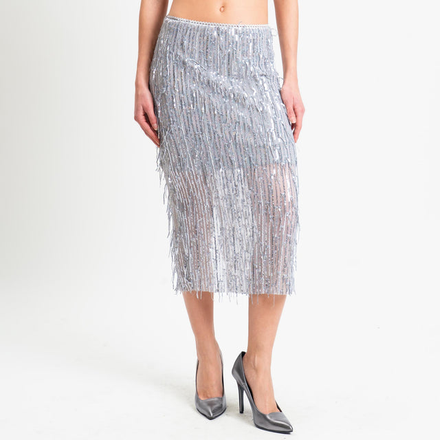 Tensione in-Gonna tulle con paillettes elastico in vita - argento