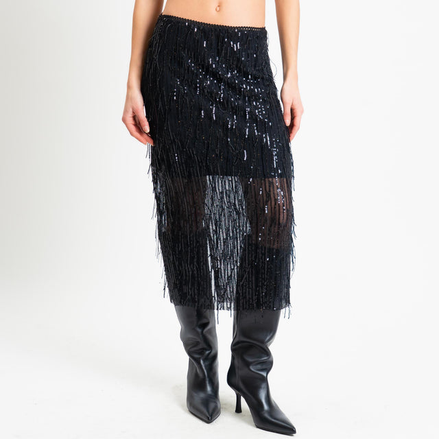 Tensione in-Gonna tulle con paillettes elastico in vita - nero