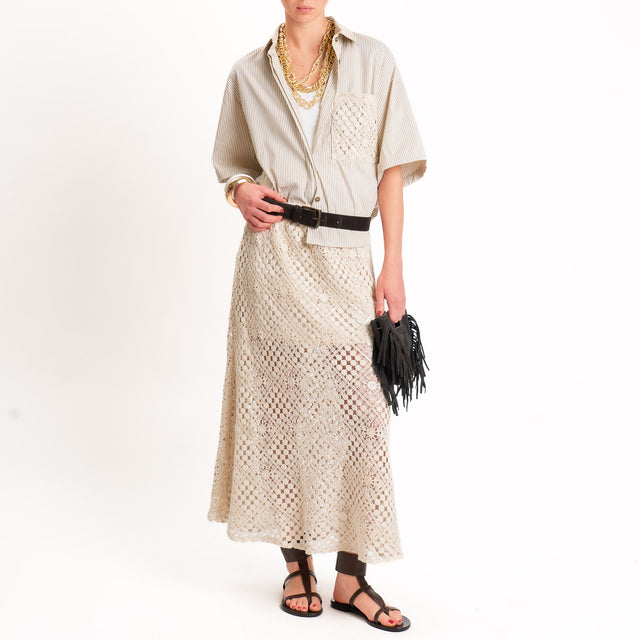 Tensione in-Gonna crochet con paillettes - beige