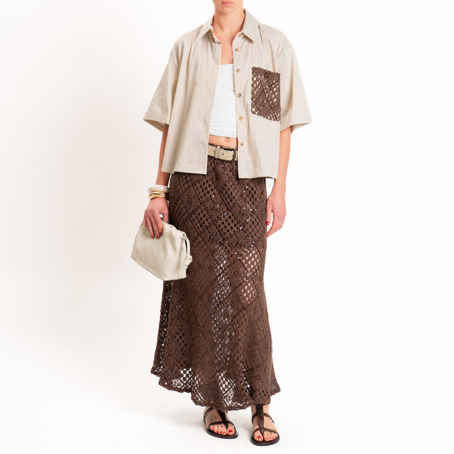 Tensione in-Gonna crochet con paillettes - moro