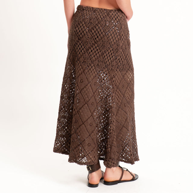 Tensione in-Gonna crochet con paillettes - moro