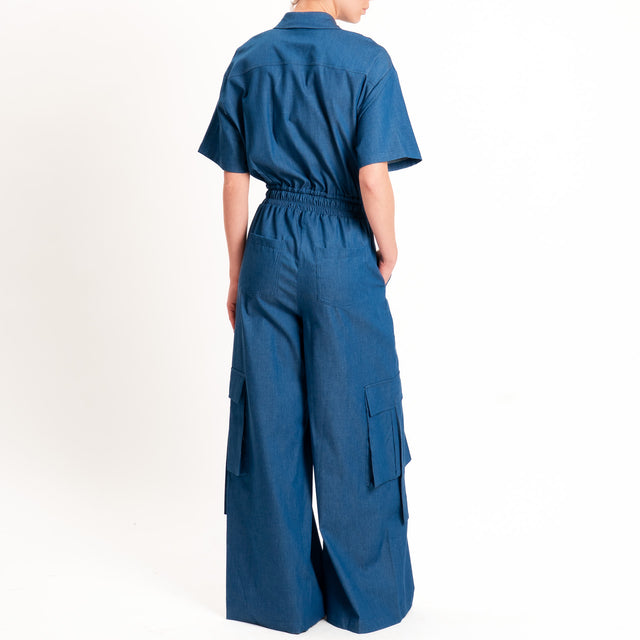 Tensione in-Tuta cargo chambray - denim/blu