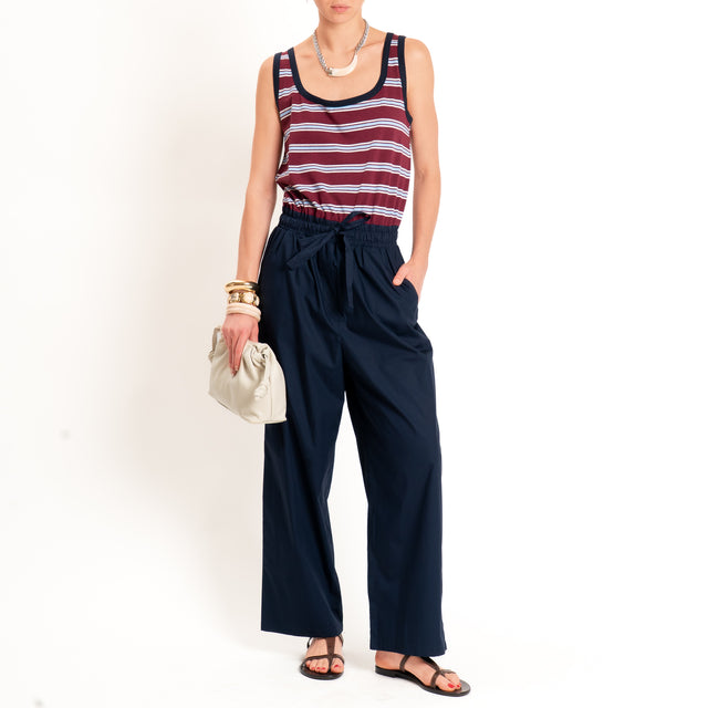 Tensione in-Tuta righe doppio tessuto - bordeaux/celeste/blu