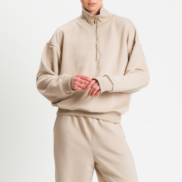 Tensione in-Felpa zip jumper - beige