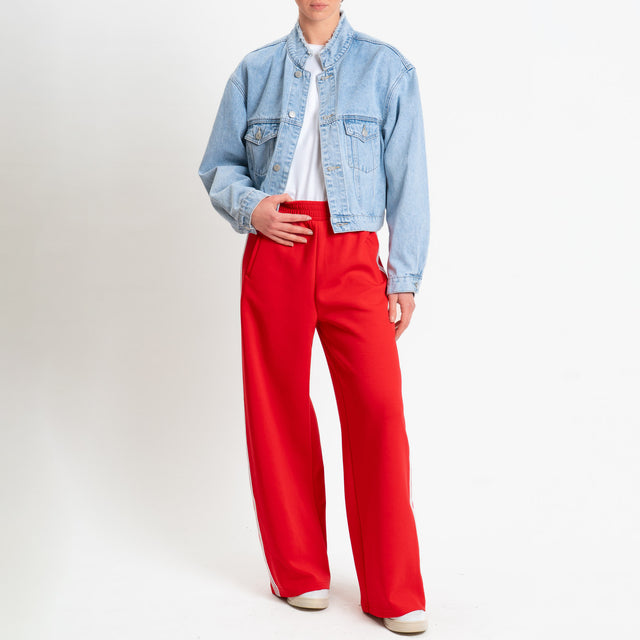 Tensione in-Pantalone wide leg bande laterali - rosso