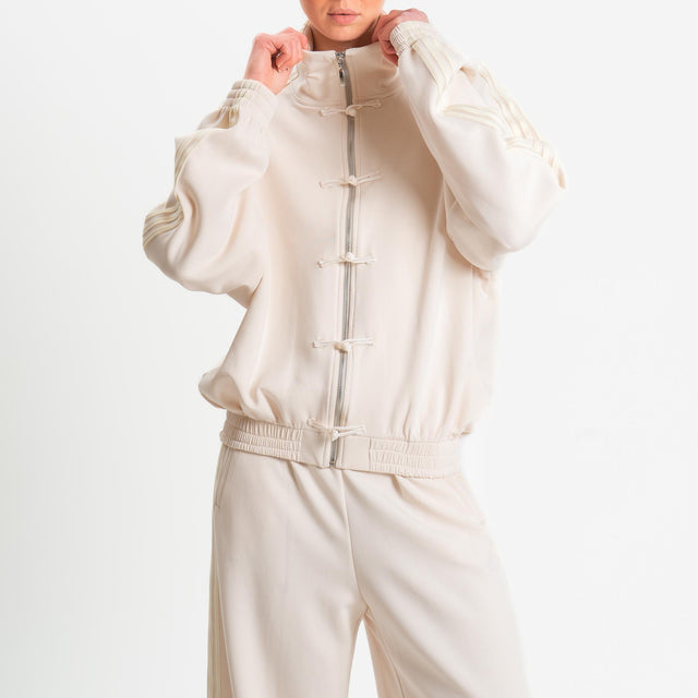 Tensione in-Felpa mandarin bande laterali - avorio