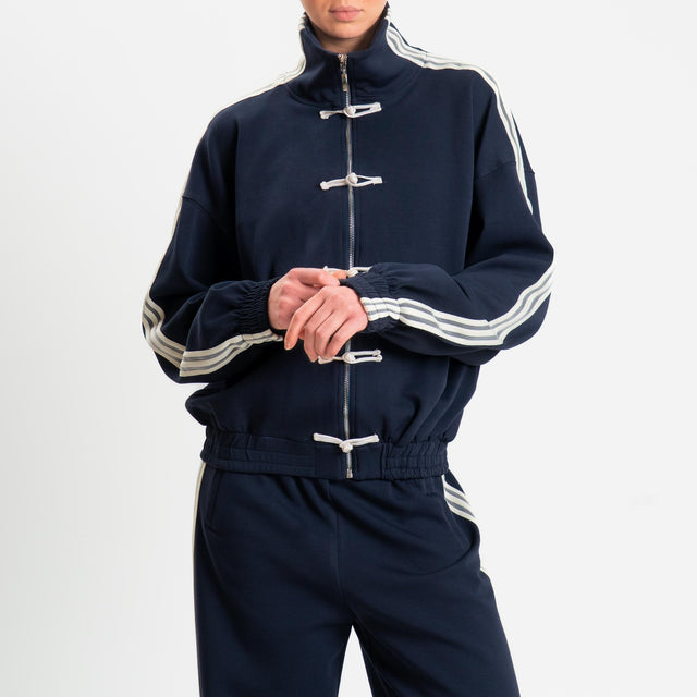 Tensione in-Felpa mandarin bande laterali - blu