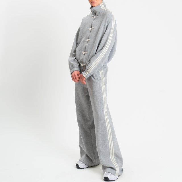 Tensione in-Felpa mandarin bande laterali - grigio