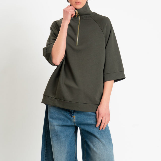 Tensione in-Felpa zip jumper - verde bosco