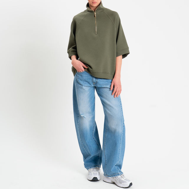 Tensione in-Felpa zip jumper - verde bosco