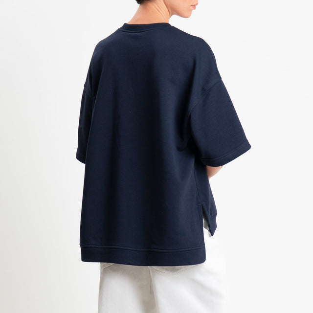 Tensione in-Felpa n5 mezza manica spacchi laterali - Blu/bianco