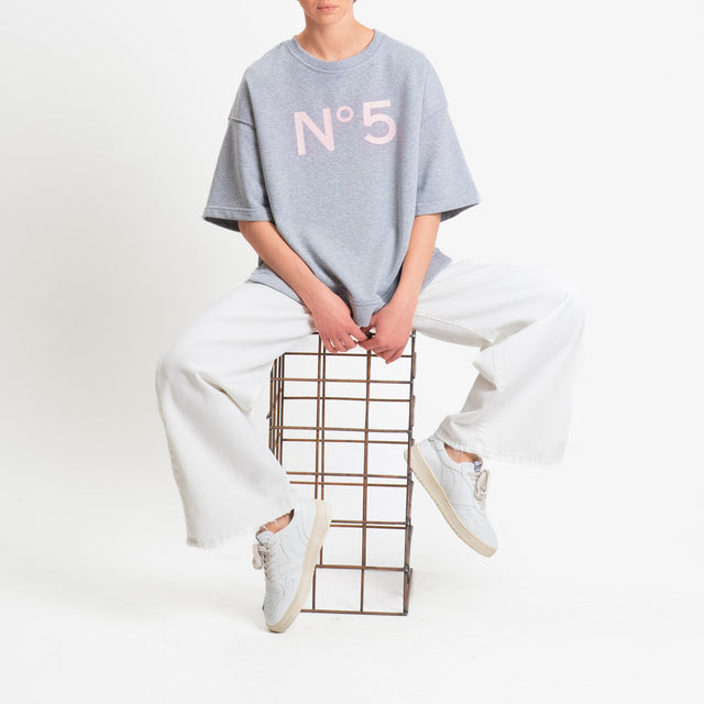 Tensione in-Felpa n5 mezza manica spacchi laterali - grigio/rosa