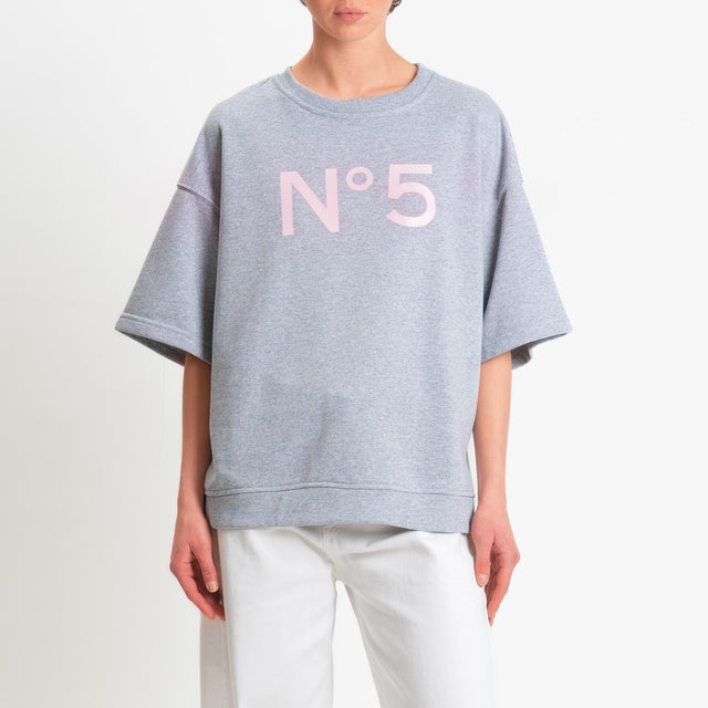 Tensione in-Felpa n5 mezza manica spacchi laterali - grigio/rosa