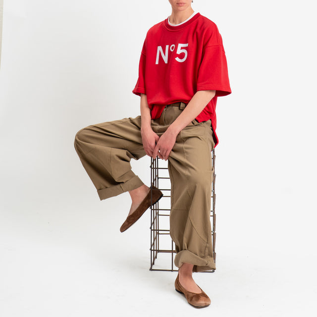 Tensione in-Felpa n5 mezza manica spacchi laterali - rosso/bianco