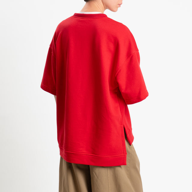 Tensione in-Felpa n5 mezza manica spacchi laterali - rosso/bianco