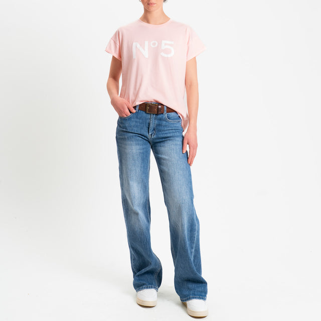 Tensione in-T-shirt girocollo n.5 - rosa/panna