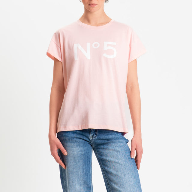 Tensione in-T-shirt girocollo n.5 - rosa/panna