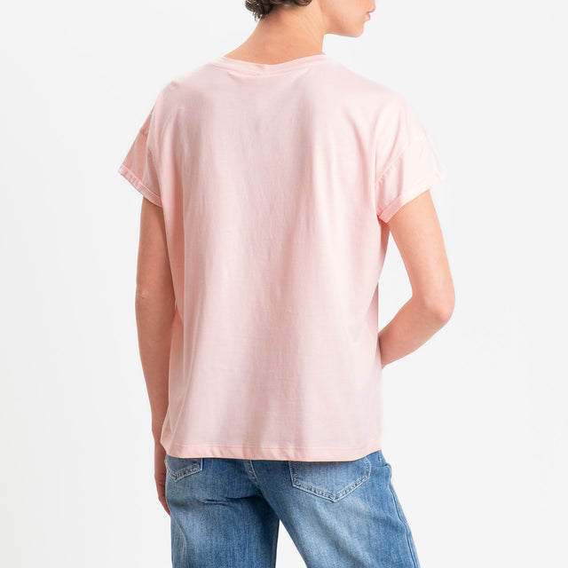 Tensione in-T-shirt girocollo n.5 - rosa/panna