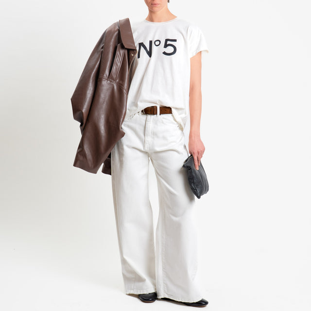 Tensione in-T-shirt girocollo n.5 - panna/nero