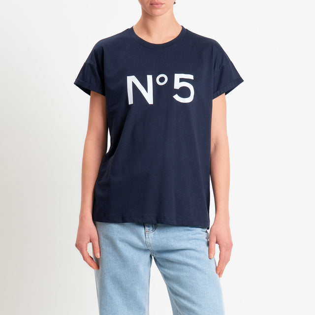 Tensione in-T-shirt girocollo n.5 - Blu/bianco