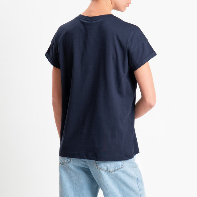 Tensione in-T-shirt girocollo n.5 - Blu/bianco