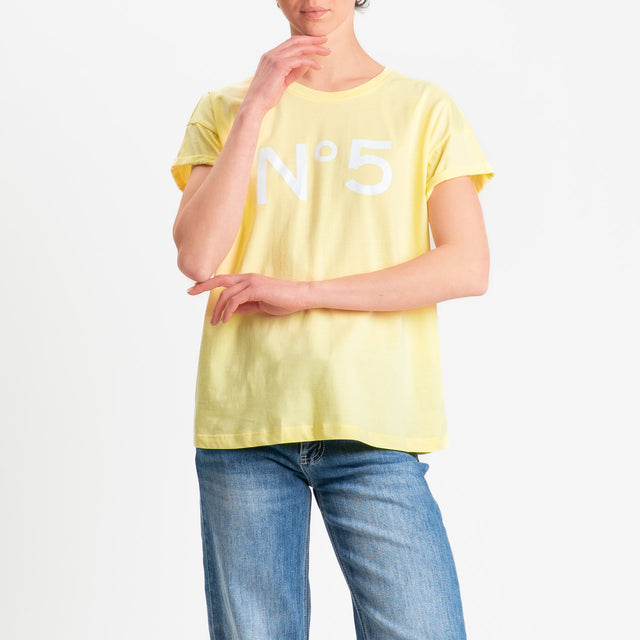 Tensione in-T-shirt girocollo n.5 - giallo/panna