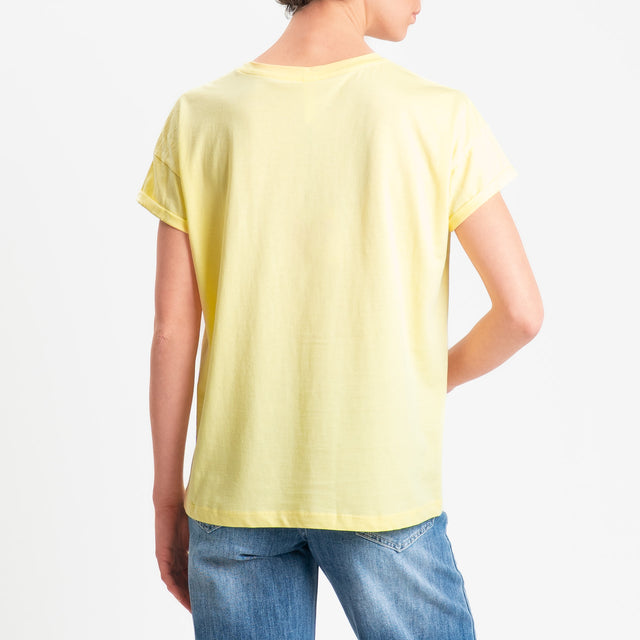 Tensione in-T-shirt girocollo n.5 - giallo/panna