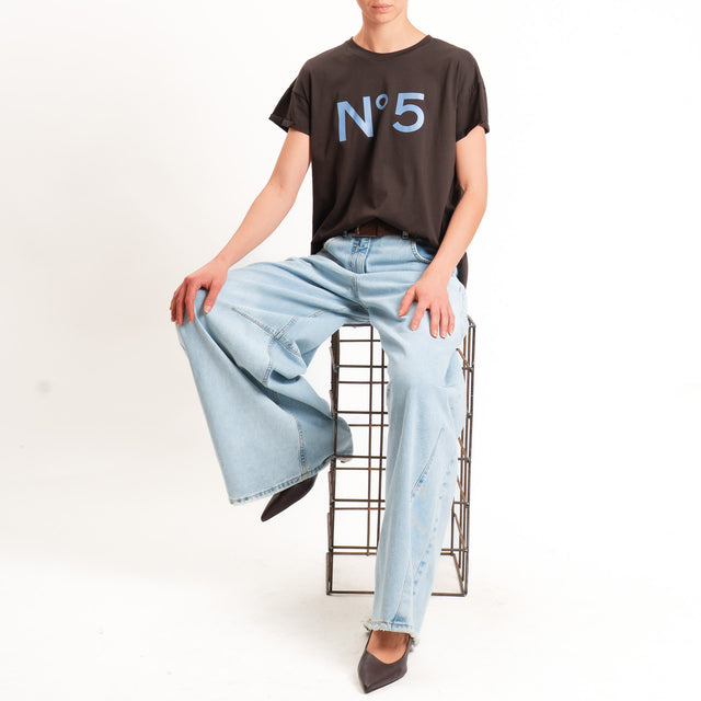 Tensione in-T-shirt girocollo n.5 - moro/celeste