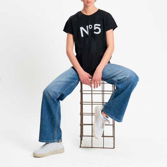 Tensione in-T-shirt girocollo n.5 - nero/panna