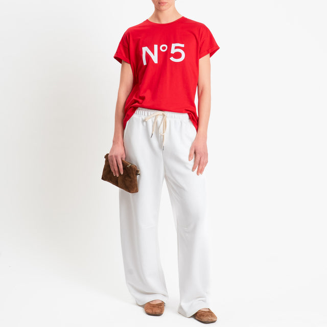 Tensione in-T-shirt girocollo n.5 - rosso/bianco